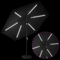 Produktbild för Trädgårdsparasol med LED-lampor och bas 300 x 300 cm Polyester
