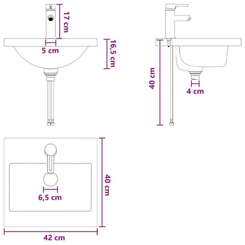 Produktbild för Badrumsspegel med handfat Vit 42 x 40 x 84,5 cm Konstruerat trä