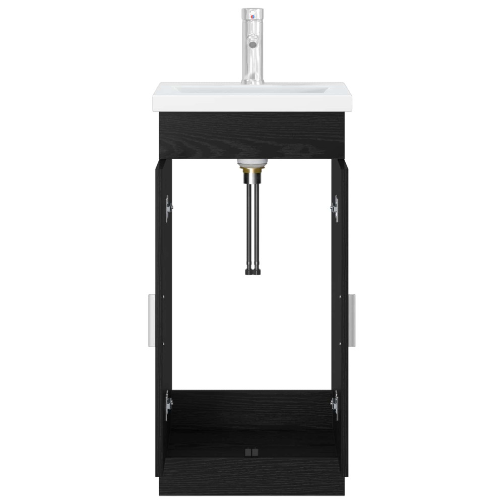 Produktbild för Badrumsspegel med handfat Svart ek 42 x 40 x 84,5 cm