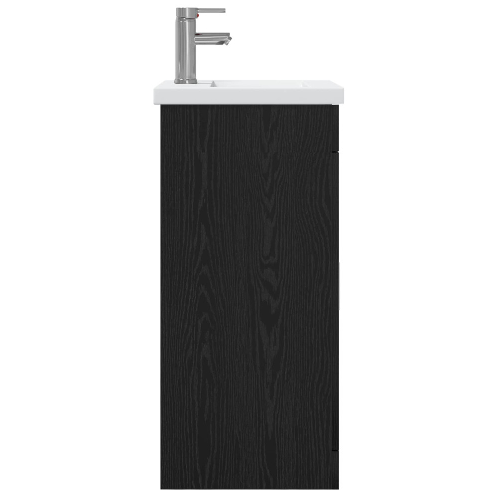 Produktbild för Badrumsspegel med handfat Svart ek 42 x 40 x 84,5 cm