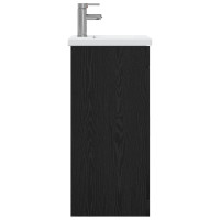 Produktbild för Badrumsspegel med handfat Svart ek 42 x 40 x 84,5 cm