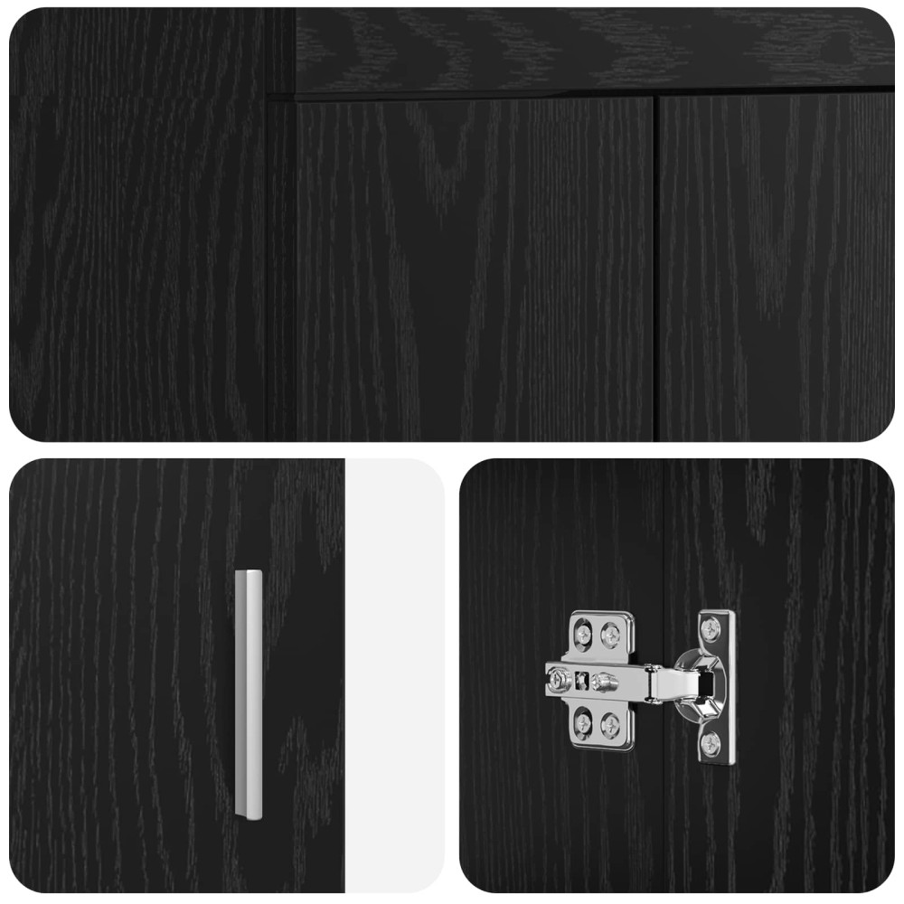 Produktbild för Badrumsspegel med handfat Svart ek 42 x 40 x 84,5 cm