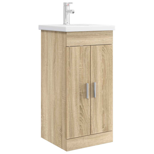vidaXL Badrumsspegel med handfat Sonoma-ek 42 x 40 x 84,5 cm