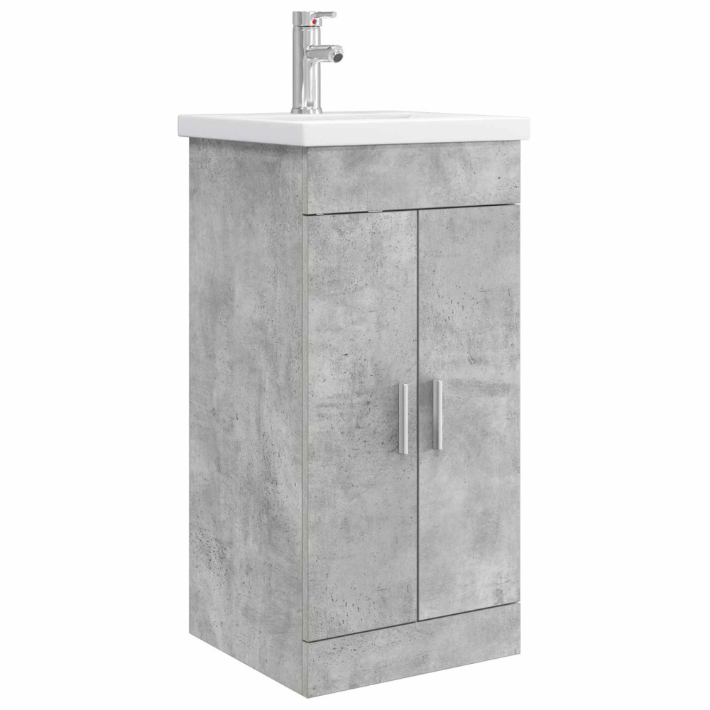 Produktbild för Badrumsspegel med handfat Betonggrå 42 x 40 x 84,5 cm