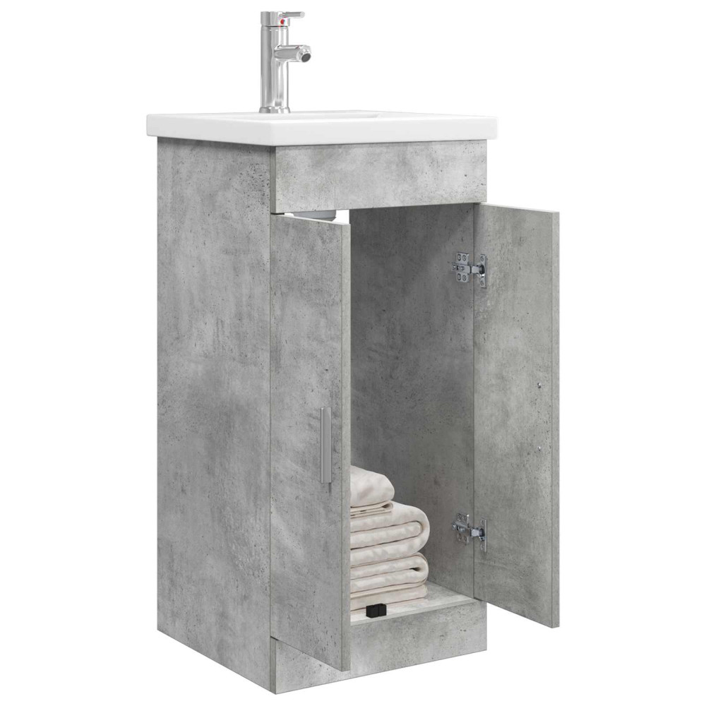 Produktbild för Badrumsspegel med handfat Betonggrå 42 x 40 x 84,5 cm