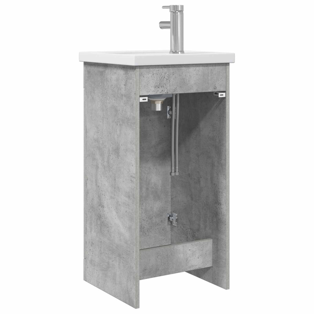 Produktbild för Badrumsspegel med handfat Betonggrå 42 x 40 x 84,5 cm