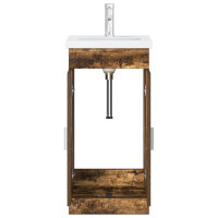 Produktbild för Badrumsspegel med handfat Rökt ek 42 x 40 x 84,5 cm