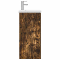 Produktbild för Badrumsspegel med handfat Rökt ek 42 x 40 x 84,5 cm