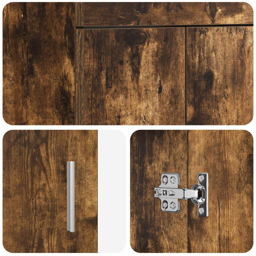 Produktbild för Badrumsspegel med handfat Rökt ek 42 x 40 x 84,5 cm