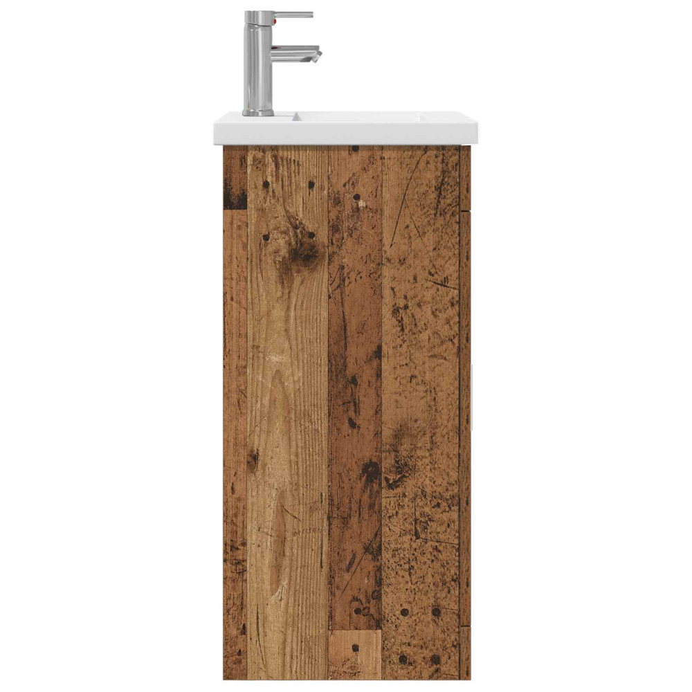 Produktbild för Badrumsspegel med handfat Gammalt trä 42 x 40 x 84,5 cm