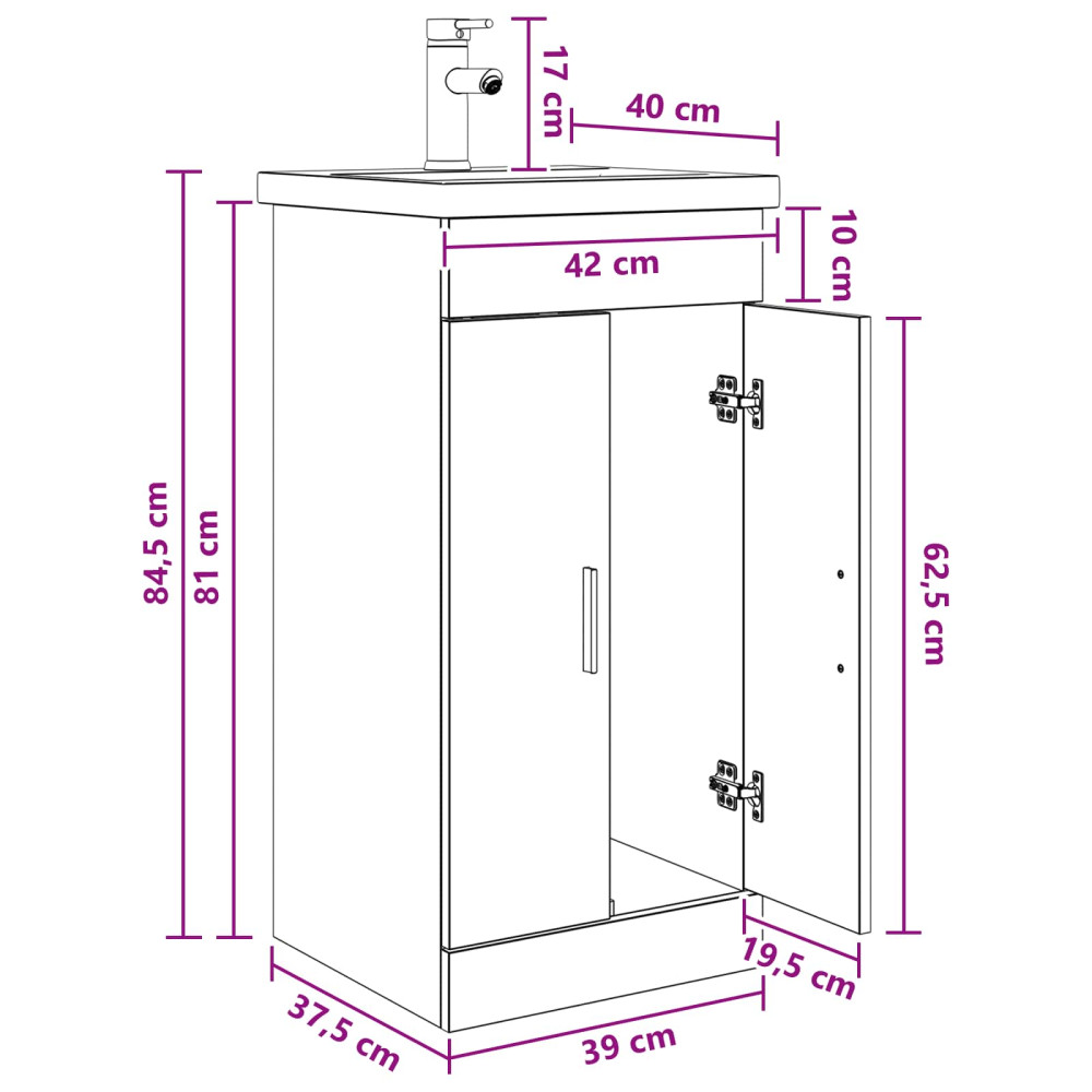Produktbild för Badrumsspegel med handfat Artisan-ek 42 x 40 x 84,5 cm