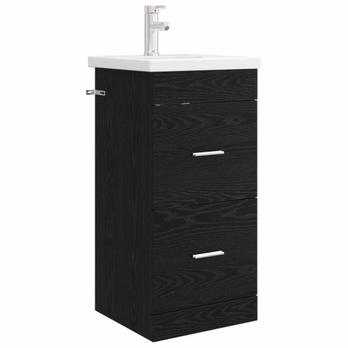 vidaXL Badrumsspegel med handfat Svart ek 42 x 40 x 84,5 cm