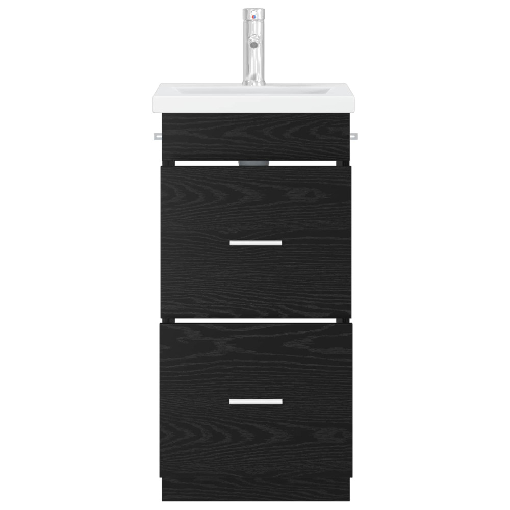 Produktbild för Badrumsspegel med handfat Svart ek 42 x 40 x 84,5 cm
