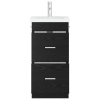 Produktbild för Badrumsspegel med handfat Svart ek 42 x 40 x 84,5 cm