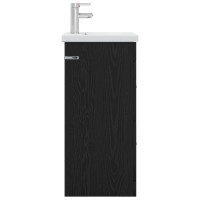 Produktbild för Badrumsspegel med handfat Svart ek 42 x 40 x 84,5 cm