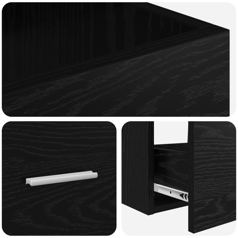 Produktbild för Badrumsspegel med handfat Svart ek 42 x 40 x 84,5 cm