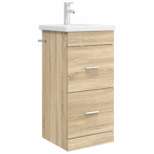 vidaXL Badrumsspegel med handfat Sonoma-ek 42 x 40 x 84,5 cm