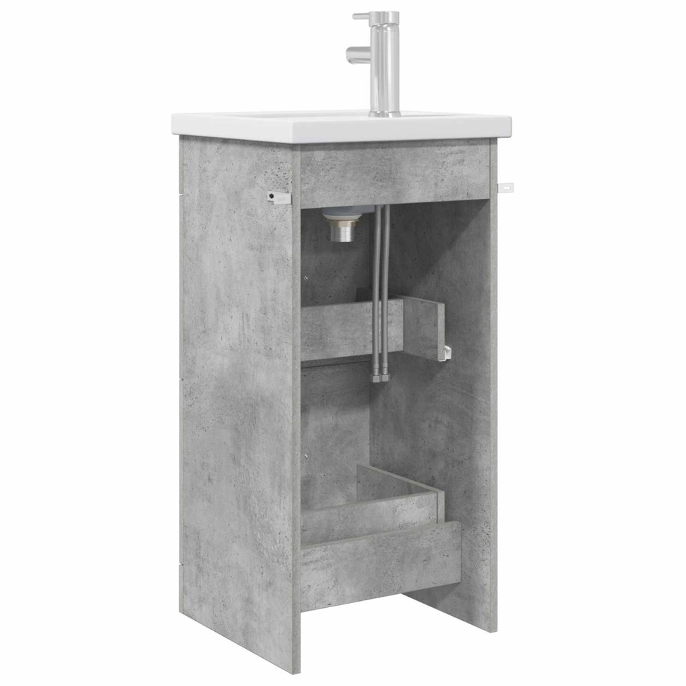 Produktbild för Badrumsspegel med handfat Betonggrå 42 x 40 x 84,5 cm