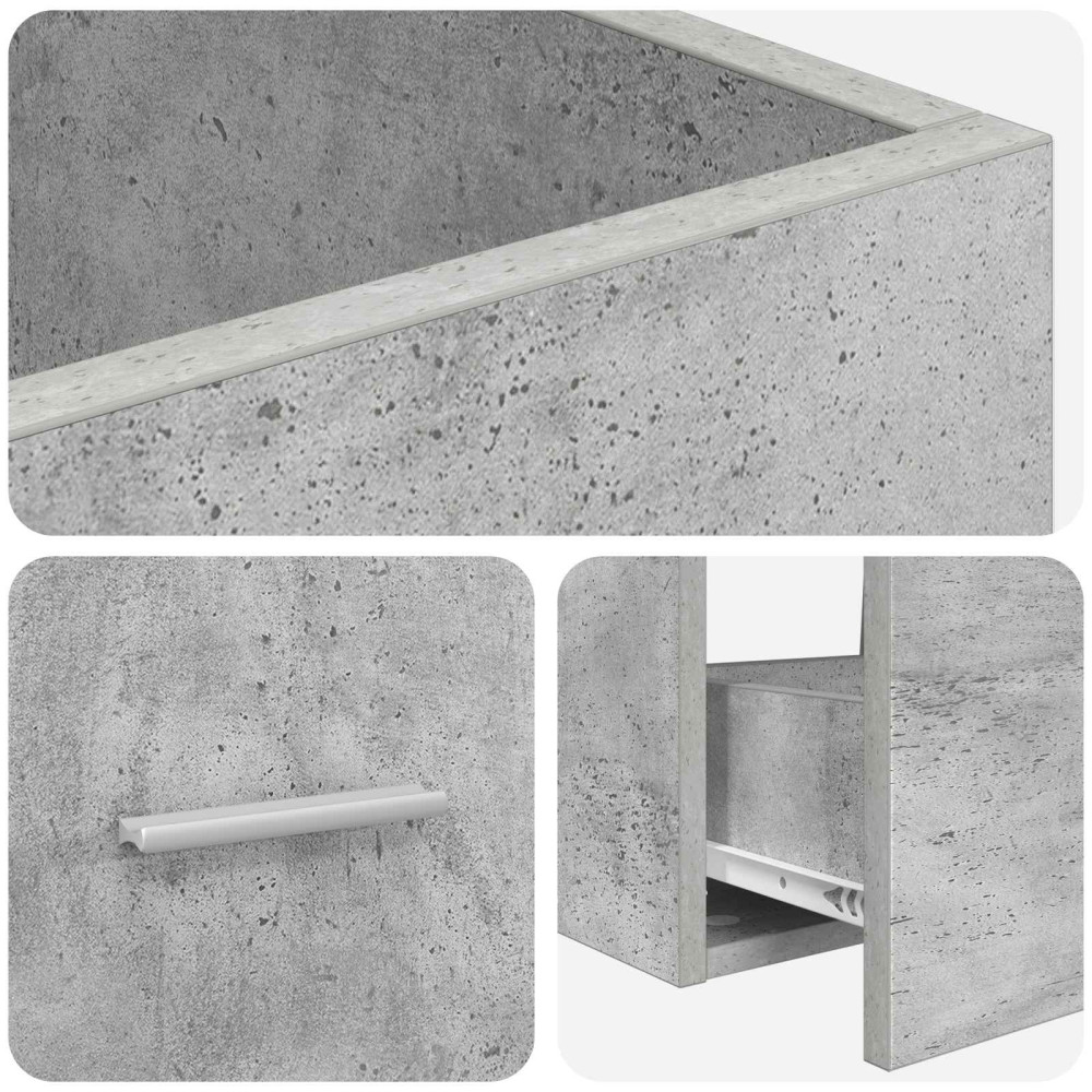 Produktbild för Badrumsspegel med handfat Betonggrå 42 x 40 x 84,5 cm