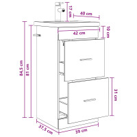 Produktbild för Badrumsspegel med handfat Betonggrå 42 x 40 x 84,5 cm