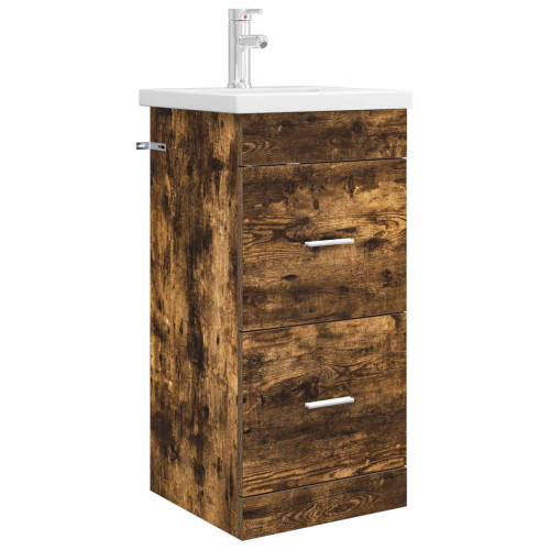 vidaXL Badrumsspegel med handfat Rökt ek 42 x 40 x 84,5 cm