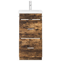 Produktbild för Badrumsspegel med handfat Rökt ek 42 x 40 x 84,5 cm