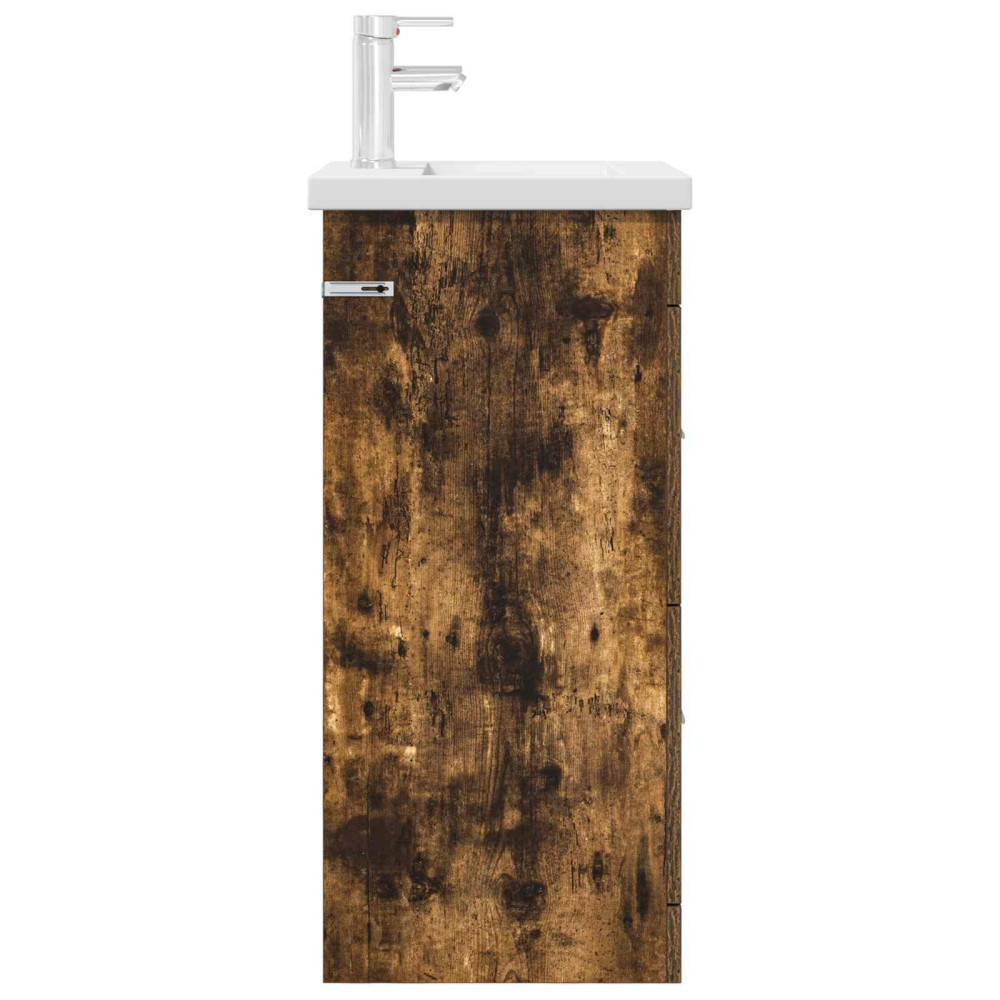 Produktbild för Badrumsspegel med handfat Rökt ek 42 x 40 x 84,5 cm