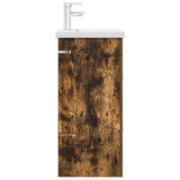 Produktbild för Badrumsspegel med handfat Rökt ek 42 x 40 x 84,5 cm