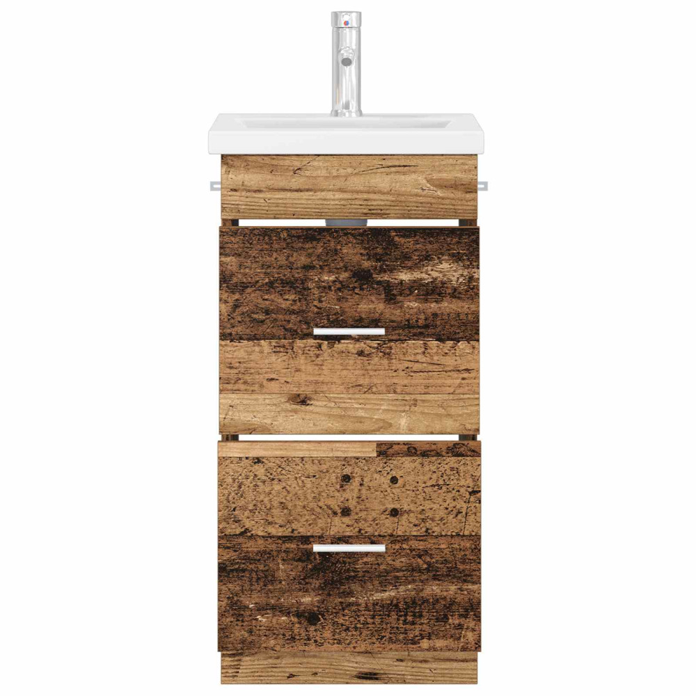 Produktbild för Badrumsspegel med handfat Gammalt trä 42 x 40 x 84,5 cm