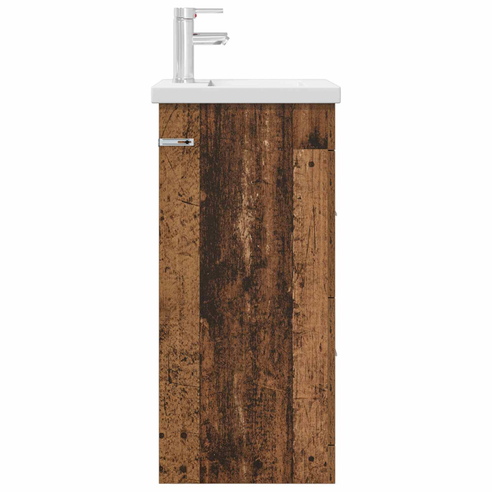 Produktbild för Badrumsspegel med handfat Gammalt trä 42 x 40 x 84,5 cm