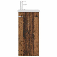 Produktbild för Badrumsspegel med handfat Gammalt trä 42 x 40 x 84,5 cm