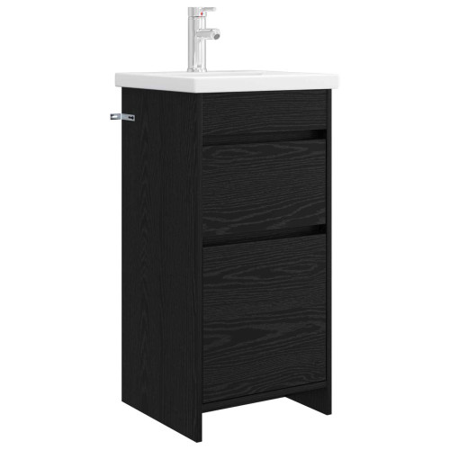vidaXL Badrumsspegel med handfat Svart ek 42 x 40 x 84,5 cm
