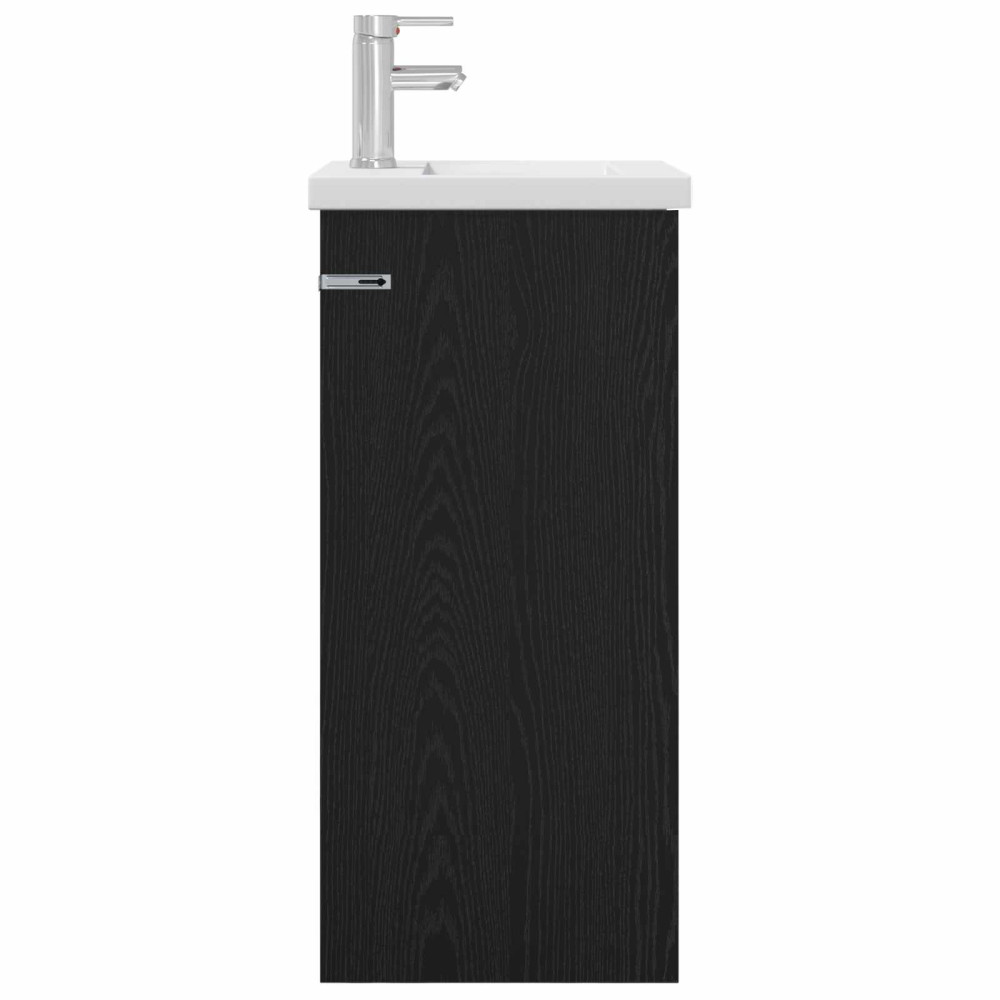 Produktbild för Badrumsspegel med handfat Svart ek 42 x 40 x 84,5 cm