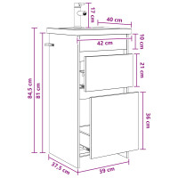 Produktbild för Badrumsspegel med handfat Betonggrå 42 x 40 x 84,5 cm