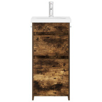 Produktbild för Badrumsspegel med handfat Rökt ek 42 x 40 x 84,5 cm