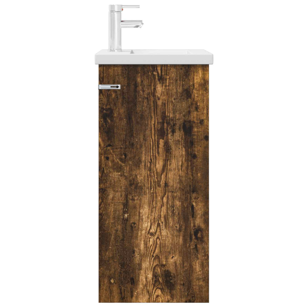 Produktbild för Badrumsspegel med handfat Rökt ek 42 x 40 x 84,5 cm