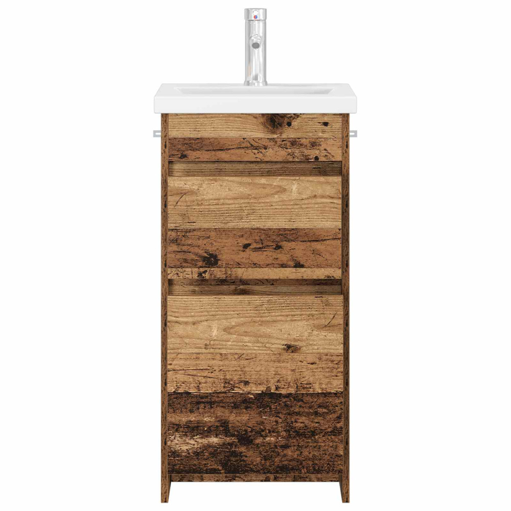 Produktbild för Badrumsspegel med handfat Gammalt trä 42 x 40 x 84,5 cm