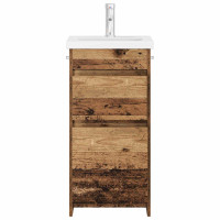 Produktbild för Badrumsspegel med handfat Gammalt trä 42 x 40 x 84,5 cm