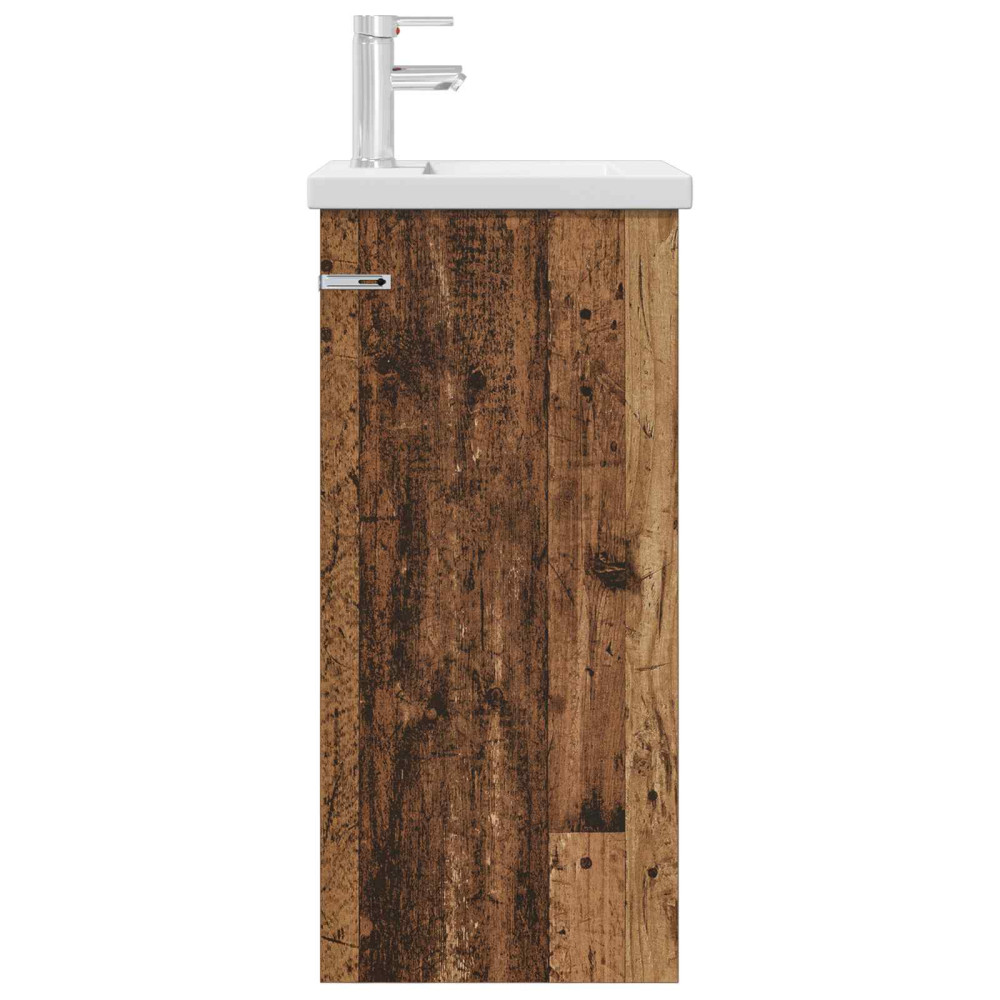 Produktbild för Badrumsspegel med handfat Gammalt trä 42 x 40 x 84,5 cm