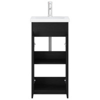 Produktbild för Badrumsspegel med handfat Svart ek 42 x 40 x 84,5 cm