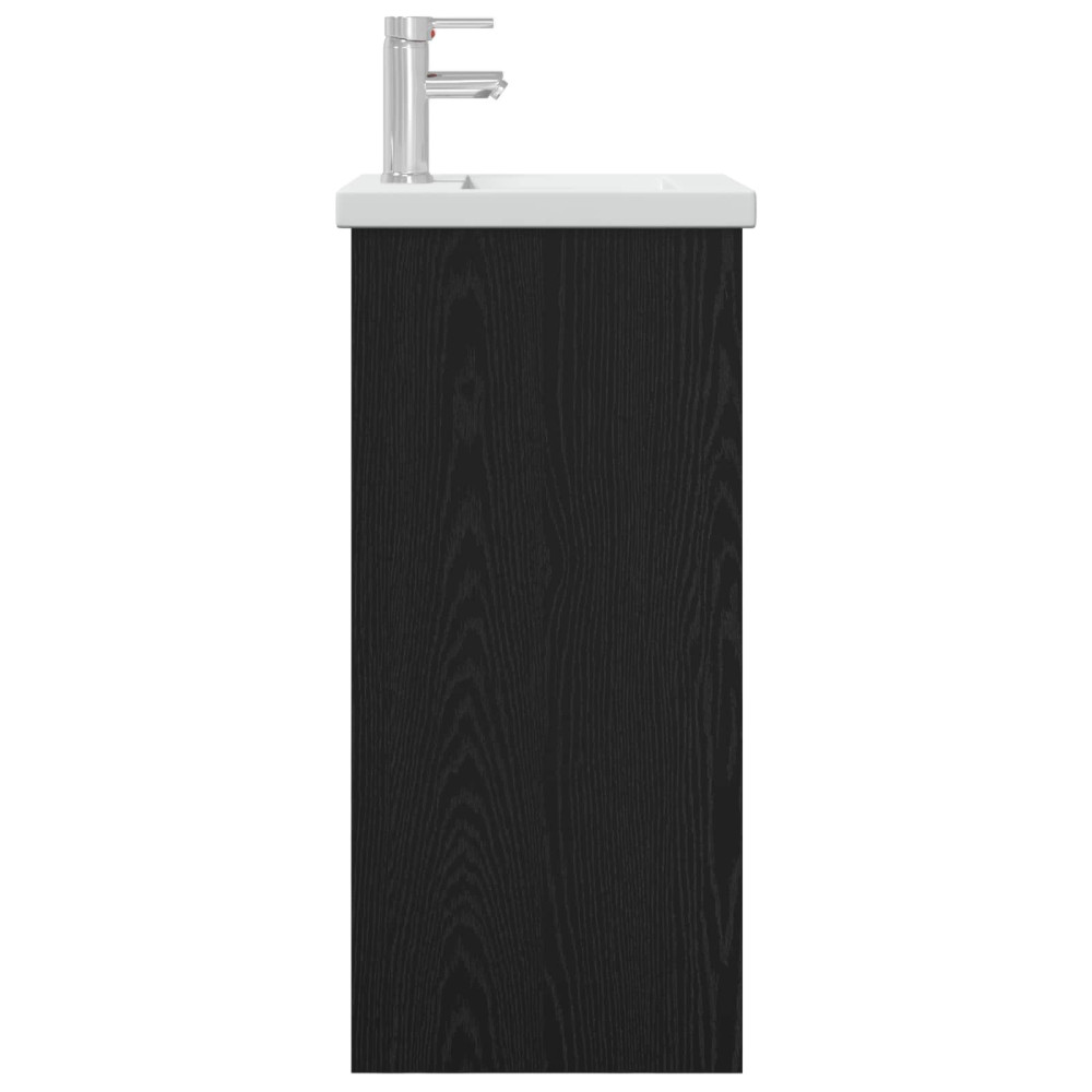 Produktbild för Badrumsspegel med handfat Svart ek 42 x 40 x 84,5 cm