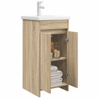 Produktbild för Badrumsspegel med handfat Sonoma-ek 42 x 40 x 84,5 cm