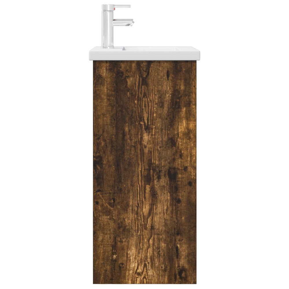 Produktbild för Badrumsspegel med handfat Rökt ek 42 x 40 x 84,5 cm
