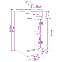 Produktbild för Badrumsspegel med handfat Rökt ek 42 x 40 x 84,5 cm