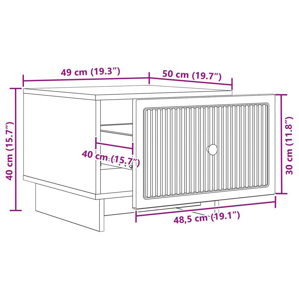 Produktbild för Kaffeebord med låda Vit 49 x 50 x 40 cm Konstruerat trä