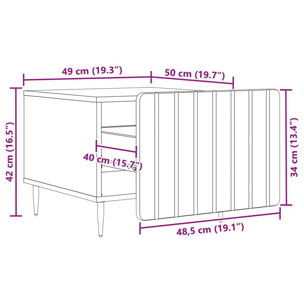 Produktbild för Kaffeebord med låda Vit 49 x 50 x 42 cm Konstruerat trä