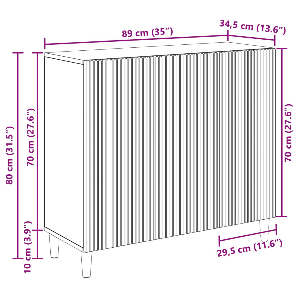 Produktbild för Sideboard Vit 89 x 34,5 x 80 cm Konstruerat trä