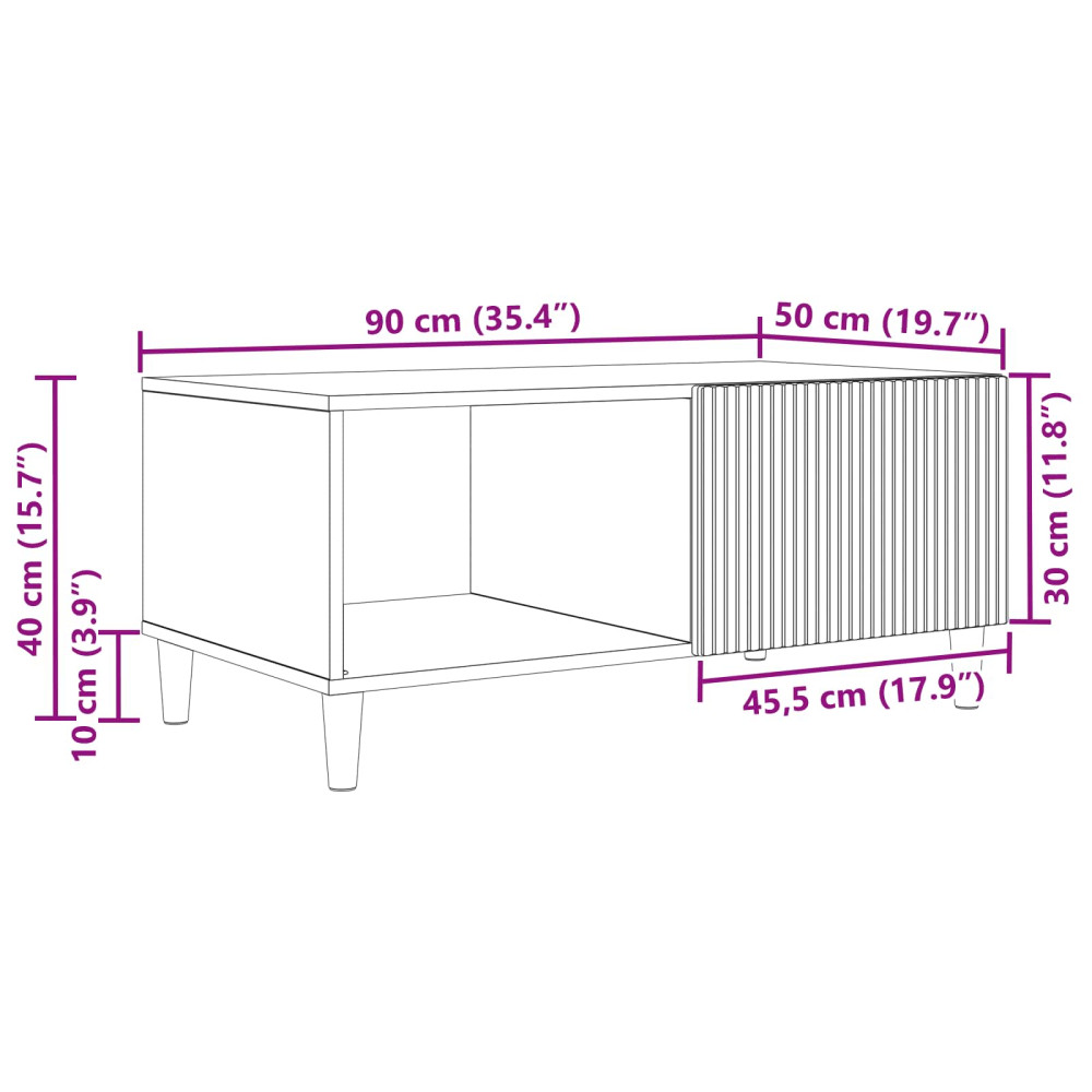Produktbild för Kaffeebord Vit 90 x 50 x 40 cm Konstruerat trä
