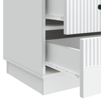 Produktbild för Nattduksbord med låda Vit 43 x 41 x 63,5 cm Konstruerat trä