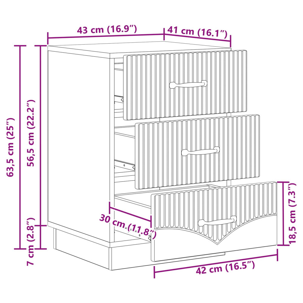 Produktbild för Nattduksbord med låda Vit 43 x 41 x 63,5 cm Konstruerat trä